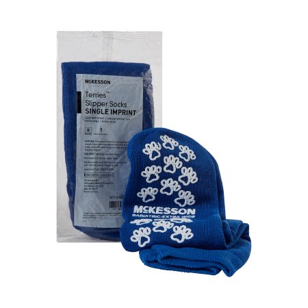 Picture of Slipper Socks McKesson Terries™ Bariatric / Extra Wide Royal Blue Above the Ankle40-1099