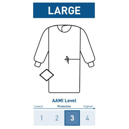 Picture of Non-Reinforced Surgical Gown with Towel McKesson Large Blue Sterile AAMI Level 3 Disposable183-I90-8020-S1