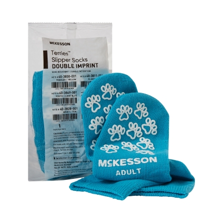 Picture of Slipper Socks McKesson Terries™ Teal Above the Ankle40-3828-001