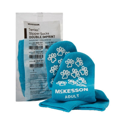 Picture of Slipper Socks McKesson Terries™ Teal Above the Ankle40-3828-001
