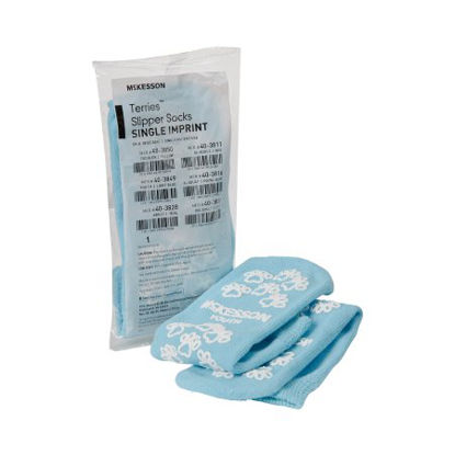 Picture of Slipper Socks McKesson Terries™ Youth Light Blue Above the Ankle40-3849