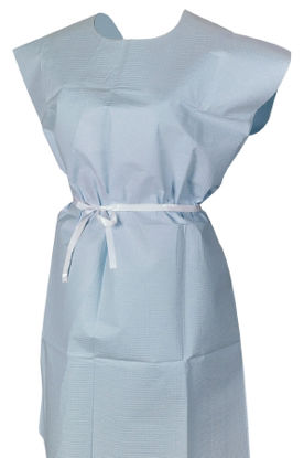 Picture of Patient Exam Gown McKesson One Size Fits Most Blue Disposable18-844