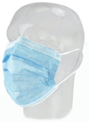 Picture of Procedure Mask FluidGard® Anti-fog Foam Pleated Earloops One Size Fits Most Blue NonSterile ASTM Level 314401