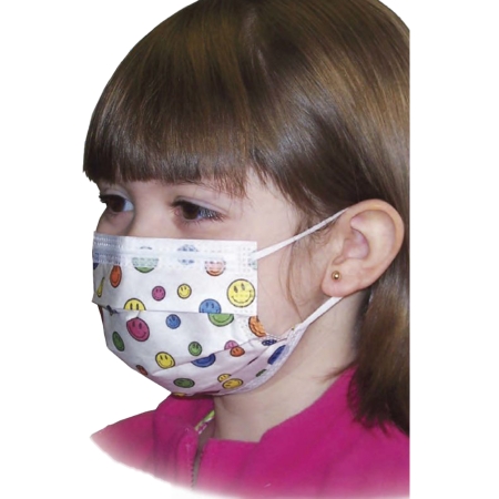 Picture of Procedure Mask Pleated Earloops Child Size Kid Design (Happy Face Print) NonSterile Not Rated15150