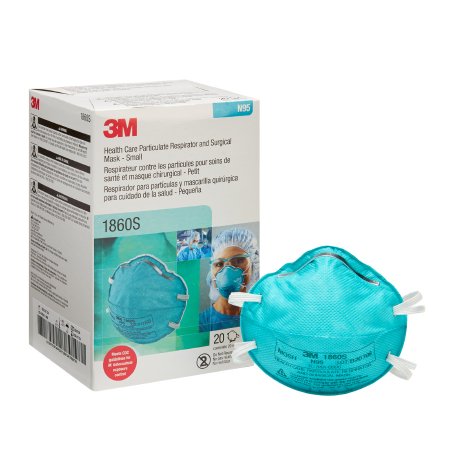 Picture of Particulate Respirator / Surgical Mask 3M™ Medical N95 Cup Elastic Strap Small Blue NonSterile ASTM F18621860S