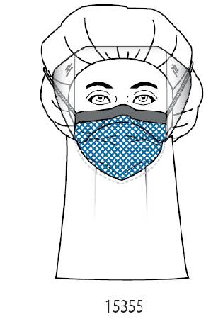 Picture of Procedure Mask with Eye Shield FluidGard® 160 Anti-fog Foam Pleated Earloops One Size Fits Most Blue Diamond NonSterile ASTM Level 315310