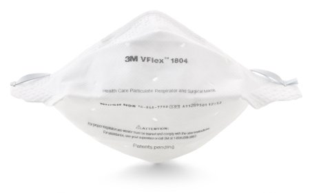 Picture of Particulate Respirator / Surgical Mask 3M™ VFlex™ Medical N95 Flat Fold Elastic Strap One Size Fits Most White NonSterile ASTM F18621804