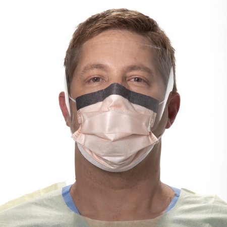Picture of Procedure Mask with Eye Shield FluidShield Anti-fog Foam Pleated Earloops One Size Fits Most Orange NonSterile ASTM Level 347147