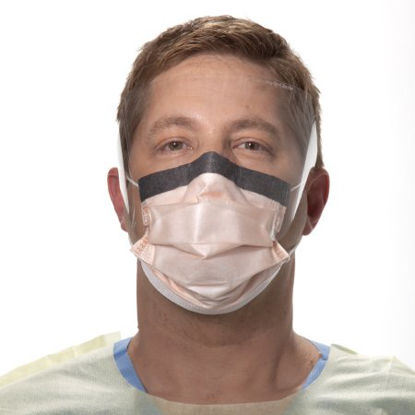 Picture of Procedure Mask with Eye Shield FluidShield Anti-fog Foam Pleated Earloops One Size Fits Most Orange NonSterile ASTM Level 347147