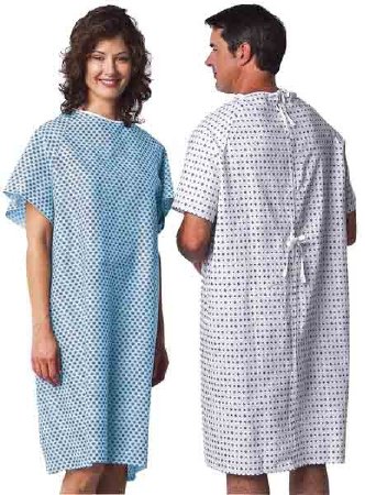 Picture of Patient Exam Gown One Size Fits Most Blue / White Print ReusableV61-0100PT