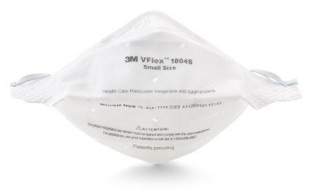 Picture of Particulate Respirator / Surgical Mask 3M™ VFlex™ Medical N95 Flat Fold Elastic Strap Small White NonSterile ASTM F18621804S