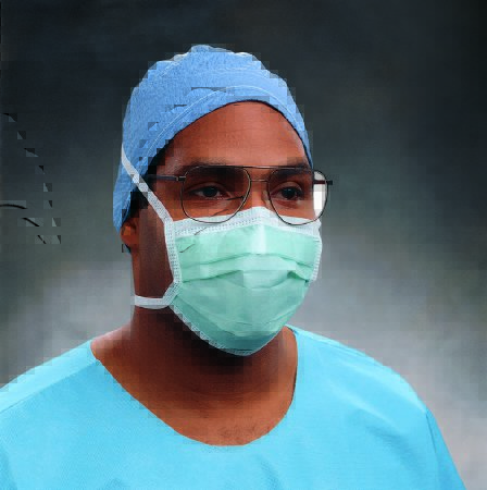 Picture of Surgical Mask Anti-fog Film Pleated Tie Closure One Size Fits Most Green NonSterile Not Rated49235