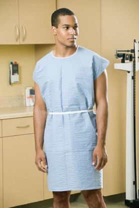 Picture of Patient Exam Gown Large / X-Large Blue Disposable70260N