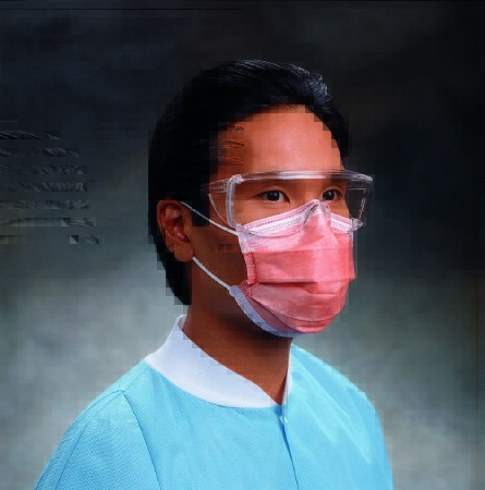Picture of Procedure Mask FluidShield Anti-fog Foam Pleated Earloops One Size Fits Most Orange NonSterile ASTM Level 347107