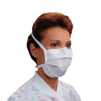 Picture of Surgical Mask Halyard Pleated Tie Closure One Size Fits Most White NonSterile Not Rated48390