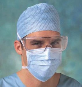 Picture of Surgical Mask Barrier® Special Anti-fog Pleated Tie Closure One Size Fits Most Blue NonSterile Not Rated42311