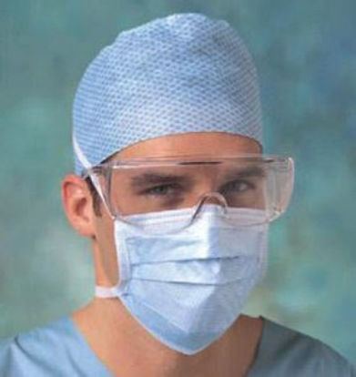 Picture of Surgical Mask Barrier® Special Anti-fog Pleated Tie Closure One Size Fits Most Blue NonSterile Not Rated42311