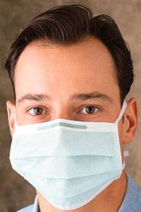 Picture of Surgical Mask Barrier® Special Anti-fog Pleated Tie Closure One Size Fits Most Green NonSterile Not Rated42381