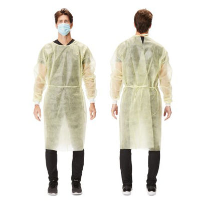 Picture of Protective Procedure Gown Large Yellow NonSterile DisposableHX2020-91