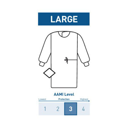 Picture of Non-Reinforced Surgical Gown with Towel McKesson Large Blue Sterile AAMI Level 3 Disposable183-I90-7020-S1