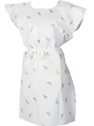 Picture of Patient Exam Gown McKesson One Size Fits Most Mauve / Green / Blue Disposable18-910550