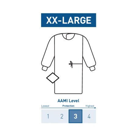 Picture of Non-Reinforced Surgical Gown with Towel McKesson 2X-Large Blue Sterile AAMI Level 3 Disposable183-I90-7040-S1
