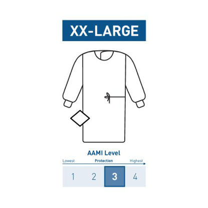 Picture of Non-Reinforced Surgical Gown with Towel McKesson 2X-Large Blue Sterile AAMI Level 3 Disposable183-I90-7040-S1