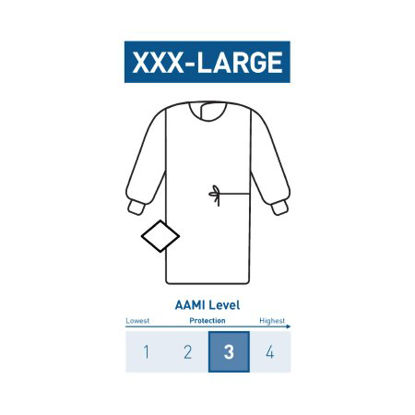 Picture of Non-Reinforced Surgical Gown with Towel McKesson 3X-Large Blue Sterile AAMI Level 3 Disposable183-I90-7050-S1