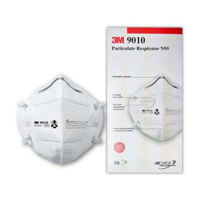 Picture of Particulate Respirator Mask 3M™ Industrial N95 Flat Fold Elastic Strap One Size Fits Most White NonSterile Not Rated9010