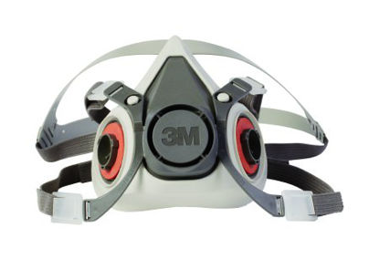 Picture of 3M™ 6000 Reusable Respirator Industrial Half Face 4 Point Adjustable Head Strap Small Gray / White6100