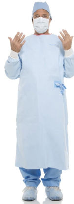 Picture of Non-Reinforced Surgical Gown with Towel MICROCOOL X-Large Blue Sterile AAMI Level 4 Disposable95021