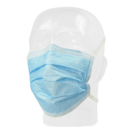 Picture of Surgical Mask FluidGard® 160 Anti-fog Foam Pleated Tie Closure One Size Fits Most Blue NonSterile ASTM Level 314320