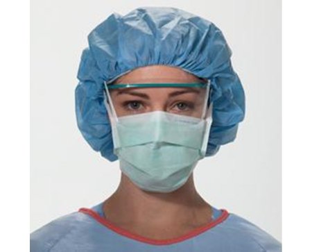 Picture of Surgical Mask FluidShield Anti-fog Foam Pleated Tie Closure One Size Fits Most Green NonSterile ASTM Level 128806