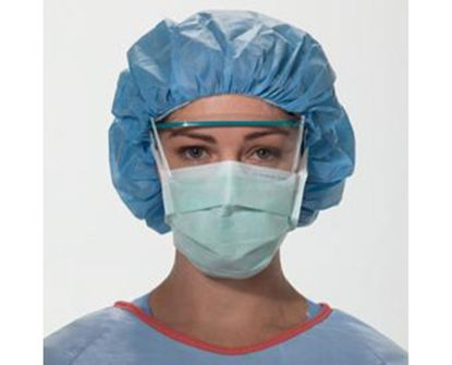 Picture of Surgical Mask FluidShield Anti-fog Foam Pleated Tie Closure One Size Fits Most Green NonSterile ASTM Level 128806