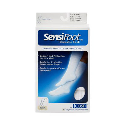 Picture of Diabetic Compression Socks JOBST® Sensifoot™ Knee High X-Large White Closed Toe110834