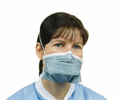 Picture of Particulate Respirator / Surgical Mask Critical Cover® PFL® Medical N95 Chamber Elastic Strap One Size Fits Most Teal Stripe NonSterile ASTM Level 3695