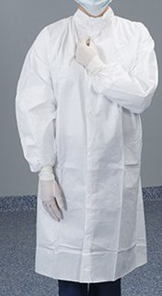 Picture of Cleanroom Lab Coat Contec® CritiGear™ White X-Large Knee Length DisposableHCGA0042