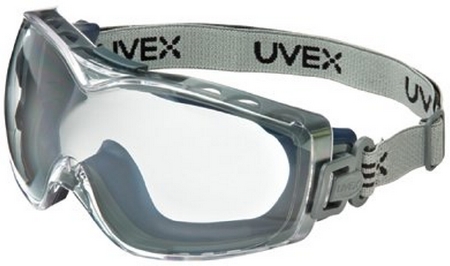 Picture of Safety Goggles Uvex Stealth® OTG Fit Over Antifog / Anti-scratch Coating Clear Tint Polycarbonate Lens Navy Blue Frame Elastic Strap One Size Fits MostS3970D