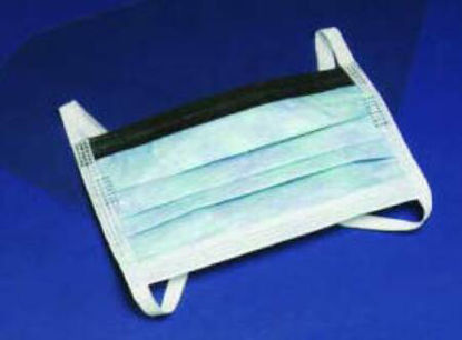 Picture of Surgical Mask with Eye Shield Cardinal Health™ Anti-fog Foam Pleated Earloops One Size Fits Most Blue NonSterile ASTM Level 3AT74631