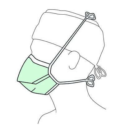 Picture of Surgical Mask Halyard Duckbill Tie Closure One Size Fits Most Green NonSterile Not Rated37525