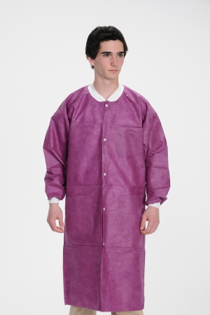 Picture of Lab Coat ValuMax® Extra-Safe™ Cranberry Medium Knee Length Limited Reuse3660CYM