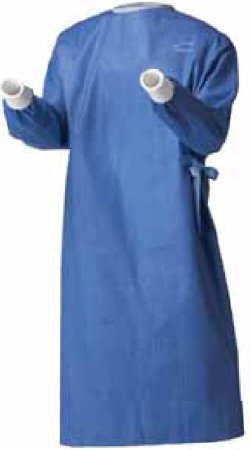 Picture of Non-Reinforced Surgical Gown RoyalSilk™ Large Blue Sterile AAMI Level 3 Disposable9518