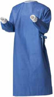 Picture of Non-Reinforced Surgical Gown RoyalSilk™ Large Blue Sterile AAMI Level 3 Disposable9518