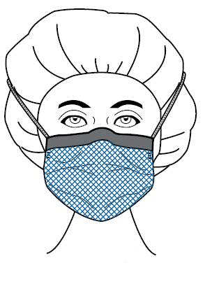 Picture of Surgical Mask with Eye Shield DualGard™ Anti-fog Film Pleated Tie Closure One Size Fits Most Blue Diamond NonSterile Not Rated65 3344