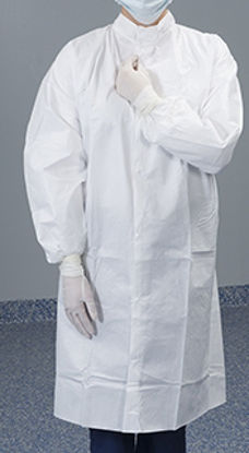 Picture of Cleanroom Lab Coat Contec® CritiGear™ White 3X-Large Knee Length DisposableHCGA0062