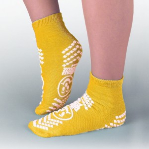 Picture of Fall Management Slipper Socks Pillow Paws® Risk Alert® Terries™ 2X-Large Yellow Ankle High3902-001