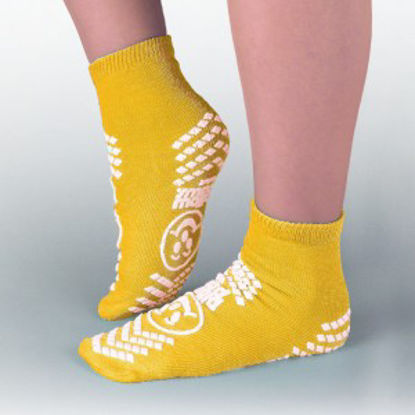 Picture of Fall Management Slipper Socks Pillow Paws® Risk Alert® Terries™ 2X-Large Yellow Ankle High3902-001