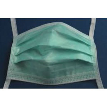 Picture of Surgical Mask Cardinal Health™ Anti-fog Adhesive Pleated Tie Closure One Size Fits Most Green NonSterile ASTM Level 1AT73835