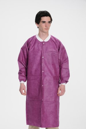 Picture of Lab Coat ValuMax® Extra-Safe™ Cranberry X-Large Knee Length Limited Reuse3660CYXL