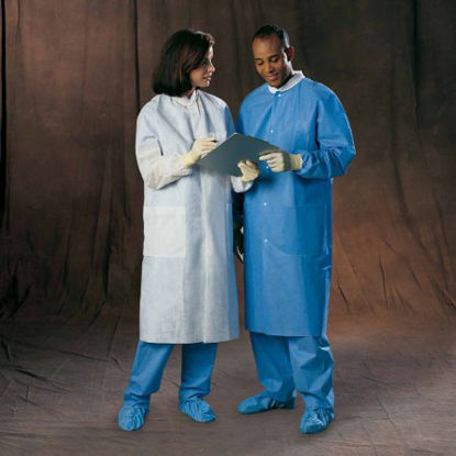 Picture of Lab Coat Basic Plus Blue Large Knee Length Disposable10032